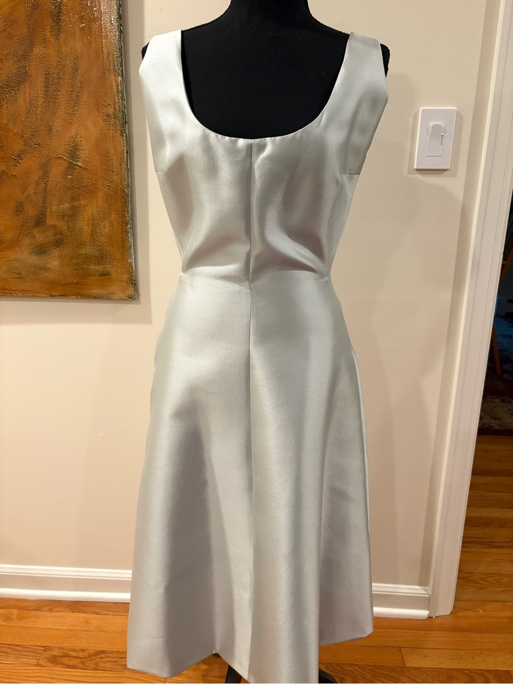 Salvatore Ferragamo Elegant Silver Satin A-Line Dress